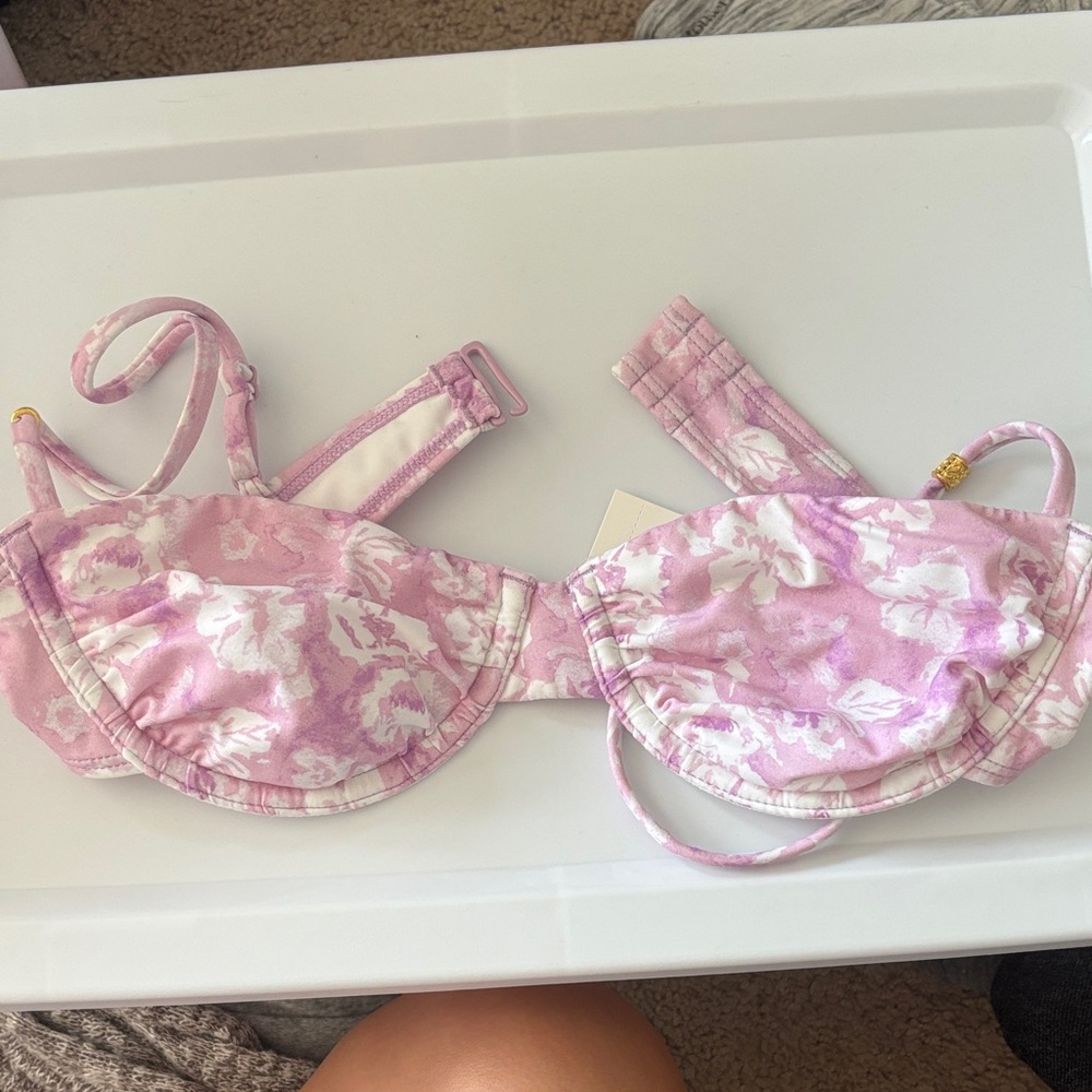 PacSun lilac and White Bikini Top